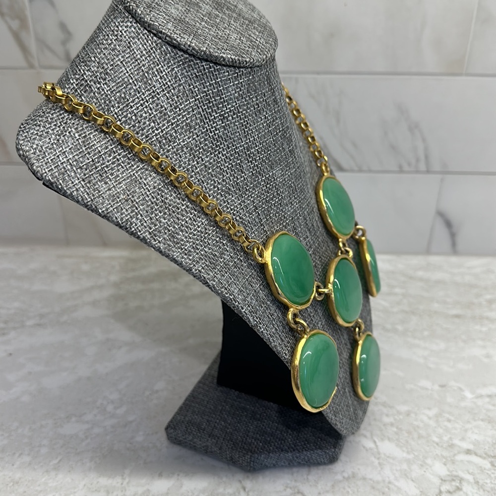 Kenneth J Lane green and gold bib necklace. Statement piece! - Picture 3 of 7
